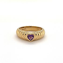 Tiffany & Co. Amethyst 18k Yellow Gold Ribbed Design Heart Ring