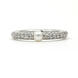 Mimi Milano Nagai Sirenette Pearl Diamond Band Ring in 18k White Gold