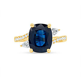 3.65 CT Sapphire & 0.53 CT Diamonds in 18K Yellow Gold Engagement Ring