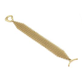 Tiffany & Co Peretti 18k Yellow Gold Open Heart Toggle Clasp Mesh Chain Bracelet