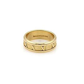 Tiffany & Co. Atlas 18k Yellow Gold Roman Numeral 7mm Band Ring Size 5.5