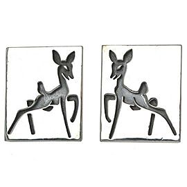 Antonio Pineda Sterling Silver Cut Out Deer Design Rectangular Cufflinks