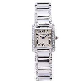 Cartier Tank Francaise 2403 WE10025F 18K White Gold Factory Diamond Watch 28mm