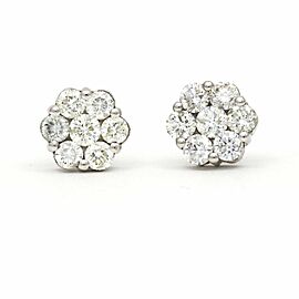 Women's Diamond Cluster Earrings in 18k White Gold 2.00 cttw