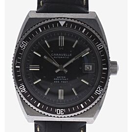 Vintage Bulova CARAVELLE 666FT Automatic Stainless Steel Black Dial Diver Watch