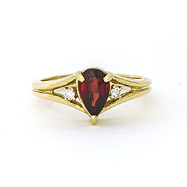 Women's Garnet and Diamond Ring in 18k Yellow Gold