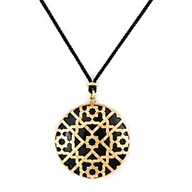 Tiffany & Co Picasso Marrakesh Onyx 18k Yellow Gold Floral Pendant Cord Necklace