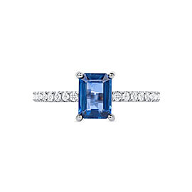Sapphire & 0.26 CT Diamonds in 14K White Gold Engagement Ring