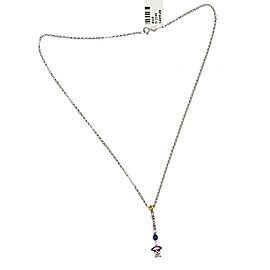 1.64 CT Sapphires 0.32 CT Diamond 18K White Gold Drop Necklace 16"