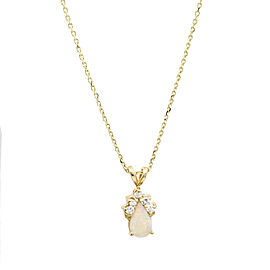Women's Dainty Opal and Diamond Pendant Necklace