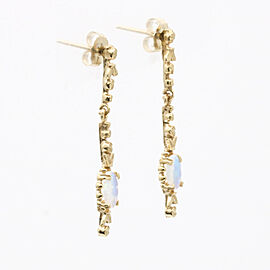 Women's Dainty Opal Drop Dangle Earrings in 14k Yellow Gold