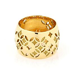 Louis Vuitton Monogram Gallea 18k Gold Wide Dome Band Ring Size 53