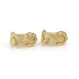 Cartier Double C Diamond Basket Weave 18k Yellow Gold Earrings