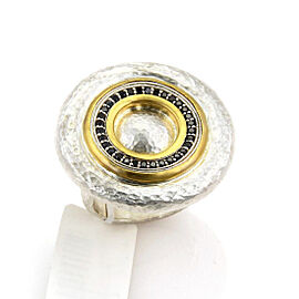 Gurhan Moon Beam Sterling & 24k Gold Black Diamonds Ring