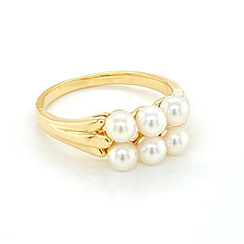 Mikimoto 6 Akoya Pearls 18k Yellow Gold Band Ring