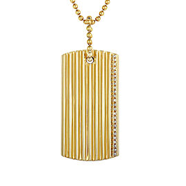 Roberto Coin Diamond 18k Yellow Gold Rectangular Grooved Pendant Necklace