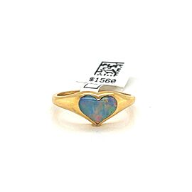 Kabana Fire Opal 14k Yellow Gold Mini Heart Ring Size 6.5