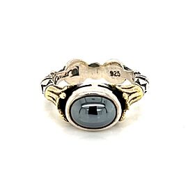 Lagos Caviar Hematite 18k Gold & Sterling Silver Bamboo Design Ring