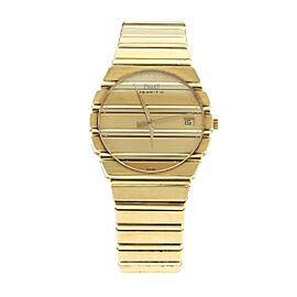 Piaget Polo Quartz 18K Yellow Gold Date Gold Dial Unisex Watch 34mm