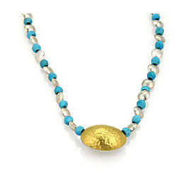Gurhan Jordan Turquoise Bead Sterling 24k Layered Gold Fancy Necklace