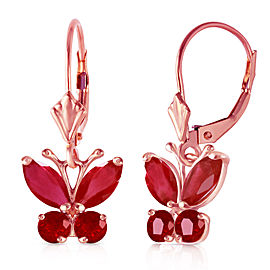 1.24 CTW 14K Solid Rose Gold Butterfly Earrings Natural Ruby