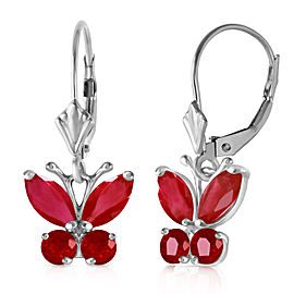 1.24 CTW 14K Solid White Gold Butterfly Earrings Natural Ruby