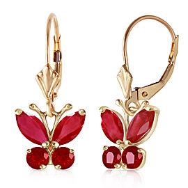 1.24 CTW 14K Solid Gold Butterfly Earrings Natural Ruby