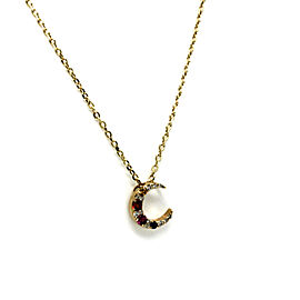 Sapphires 0.06 CT Diamond 14K Yellow Gold Crescent Moon Necklace 16"-18"