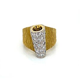 Henry Dunay 2.00ct Diamond 18k Gold Fancy Textured Wide Band Ring