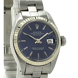 ROLEX Oyster Perpetual Datejust Steel 26mm BLUE Dial Ladies Watch