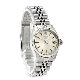 Ladies ROLEX Oyster Perpetual Datejust Steel Silver Stick Dial Watch