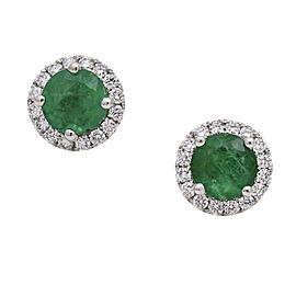 Women's Emerald Diamond Halo Stud Earrings