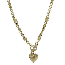 Women's Chunky Convertible Toggle Necklace Bracelet Diamond Heart 18k Green Gold