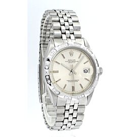 Mens Vintage ROLEX Oyster Perpetual Datejust 36mm Silver Dial White Gold Diamond