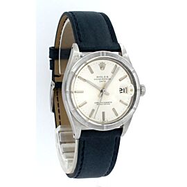 Mens VINTAGE Rolex Oyster Perpetual Date Stainless Steel Silver Dial Watch