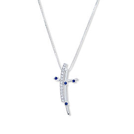 Damiani Bliss 18K White Gold Sapphire & Diamond Cross Pendant Necklace