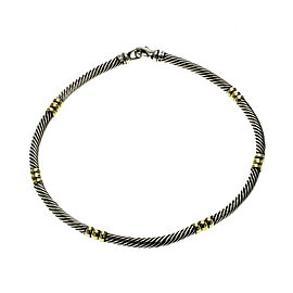 David Yurman 925 Silver & 14K Gold Hampton 5mm Cable Choker Necklace Size 15"