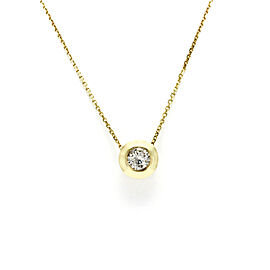 0.40 CT Natural Diamonds Solitaire bezel Pendant In 14K Yellow Gold Necklace18"