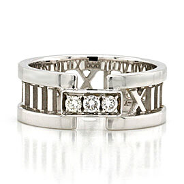 Tiffany & Co 18K White Gold Open Atlas 3 Diamond Band Ring Size 6