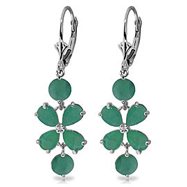 5.32 CTW 14K Solid White Gold Chandelier Earrings Natural Emerald