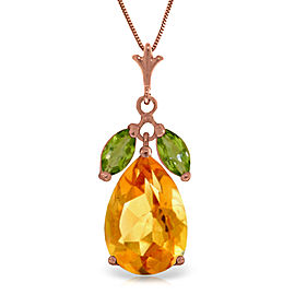14K Solid Rose Gold Necklace with Citrine & Peridots