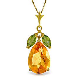 6.5 CTW 14K Solid Gold Necklace Citrine Peridot