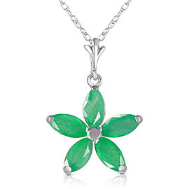 1.4 CTW 14K Solid White Gold Genre Emerald Necklace