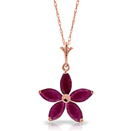14K Solid Rose Gold Necklace with Natural Ruby