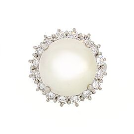 Beautiful Estate South Sea Pearl and Diamond Cocktail Ring