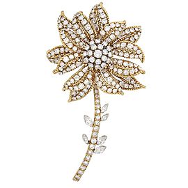 Gold, Platinum and Diamond Flower Clip-Brooch, David Webb