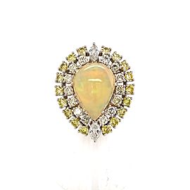 Natural White Opal Diamond Ring 14k Gold 11 TCW Certified $12,950 210739