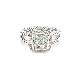 David Yurman Estate Diamond Prasiolite Ring Silver