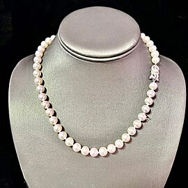 Mikimoto Akoya Pearl Necklace Gold 17.25" 8 mm Certified