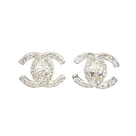 Chanel Silver Tone Rhinestones Earrings